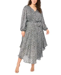 Vince Camuto Plus Flutter Sleeve V-Neck Maxi Dress