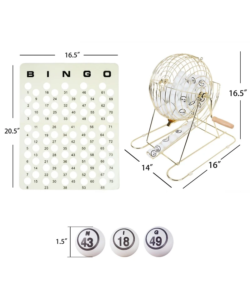 Gse Games & Sports Expert Large Bingo Game Set with 12" Bingo Cage and 1.5" Ping Pong Size Bingo Balls, Plastic Master Board