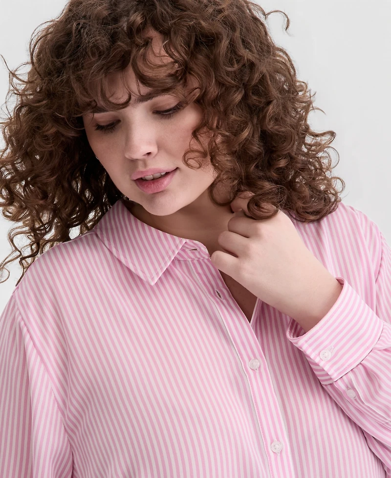 On 34th Trendy Plus Button-Front Crepe Shirt, Created for Macy's