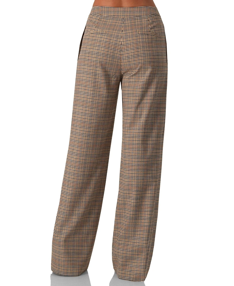 Ivonne Women's Straight Pleated Patterned Trousers Pants