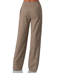 Ivonne Women's Straight Pleated Patterned Trousers Pants