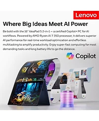 Lenovo IdeaPad 5 Gen 10 Premium 2-in-1 Laptop 16" Fhd Touchscreen Windows 11 Home