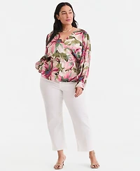 I.n.c. International Concepts Plus Printed Peplum Blouse, Created for Macy's