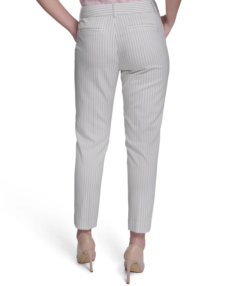 Tommy Hilfiger Women's Slim Fit Pinstripe Mid Rise Pants