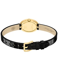 Tory Burch Women's The Oval Quartz Two-Hand Black Leather Watch, 22mm