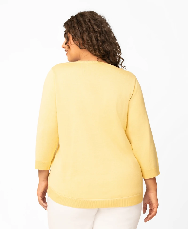 Melissa Paige Plus Pineapple Textured High-Low Hem Boat Neck Sweater, Macy's Exclusive