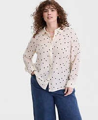 On 34th Trendy Plus Marjorie Dot Silky Shirt, Macy's Exclusive