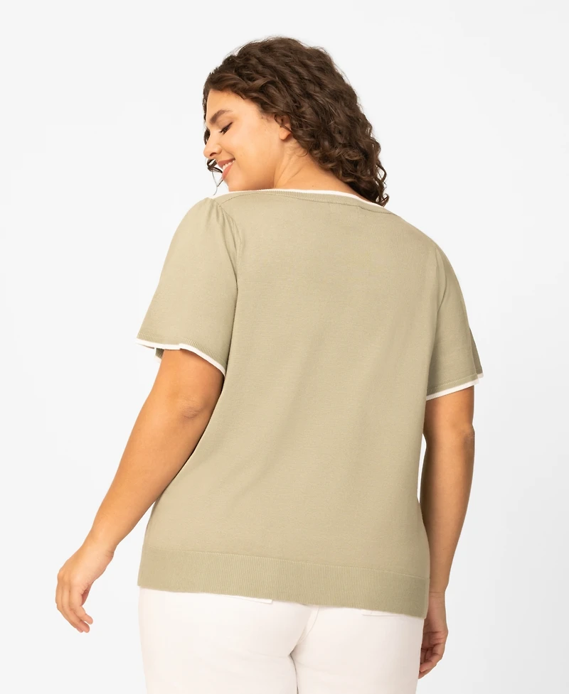 Melissa Paige Plus Size Elbow Flare-Sleeve Boat Neck Top, Macy's Exclusive
