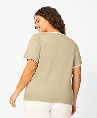 Melissa Paige Plus Size Elbow Flare-Sleeve Boat Neck Top, Macy's Exclusive
