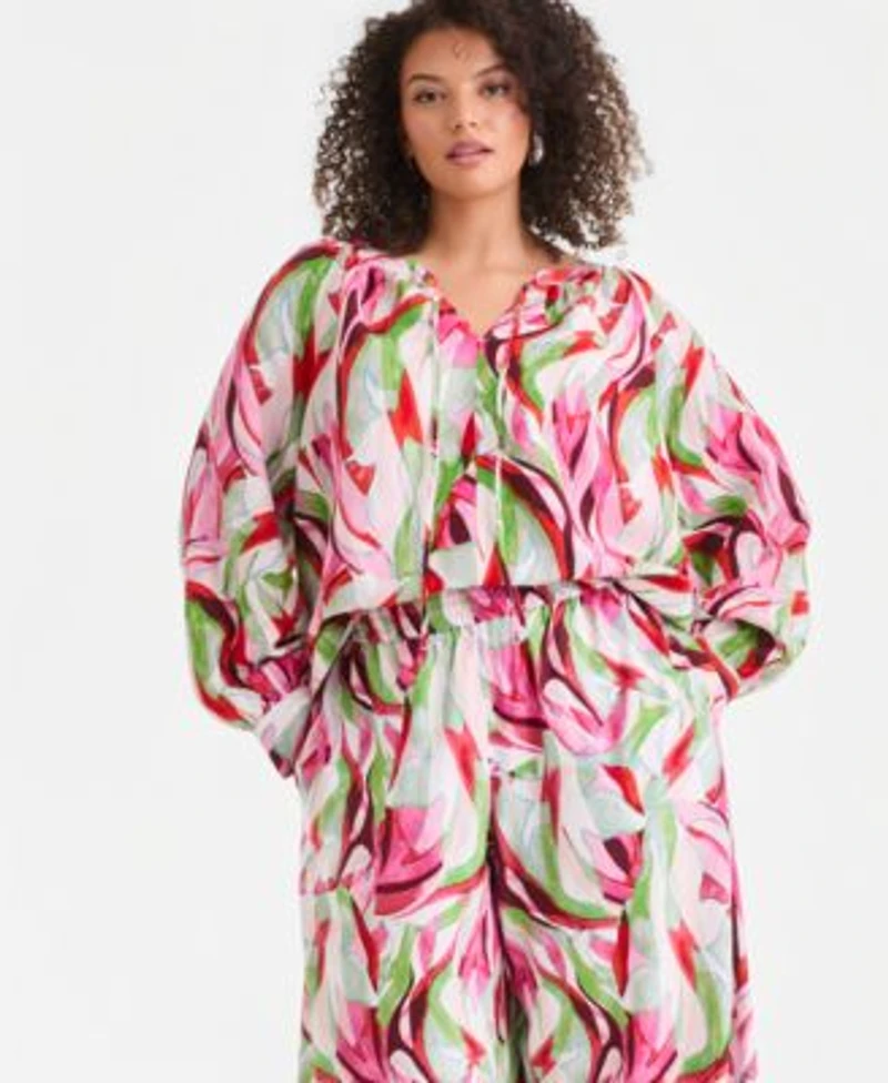 I.N.C. International Concepts Plus Size Linen Top Wide Leg Pants Macys Exclusive