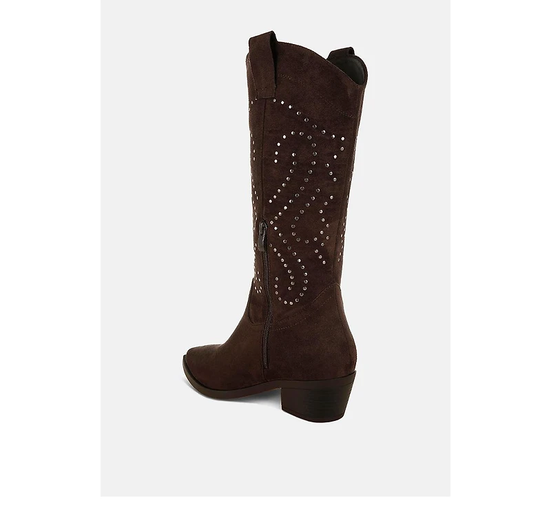 Lariat Studs Embellished Cowboy Boots Women