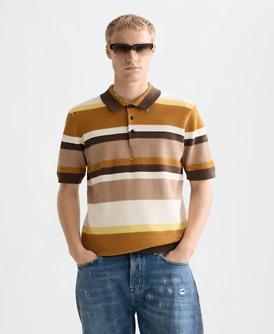 Scotch & Soda Men's Striped Knitted Polo Shirt