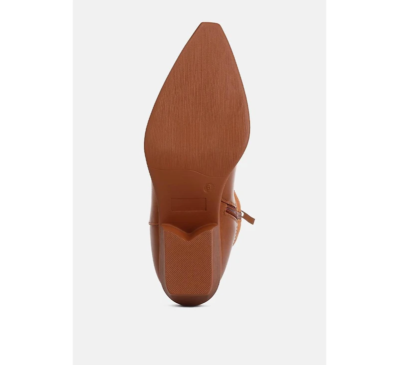 Hasting Patchwork Detail Low Heel Cowboy Boots