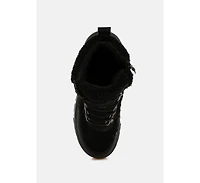 Wellerman Faux Fur Detail Chunky Hiker Boots