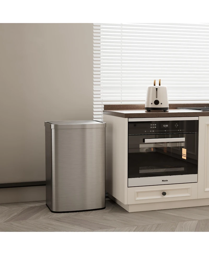 Mega Casa 13 Gallon Stainless Steel Indoor Touchless Sensor Soft-Close Lid Trash Can