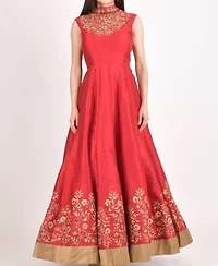 Raas Women's Embroidered Silk High Neck Gown