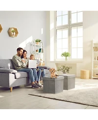 Sorbus Faux Suede Storage Ottoman Cube - Seat & Declutter! Plush cushion, hidden storage, lightweight & portable. Folds flat