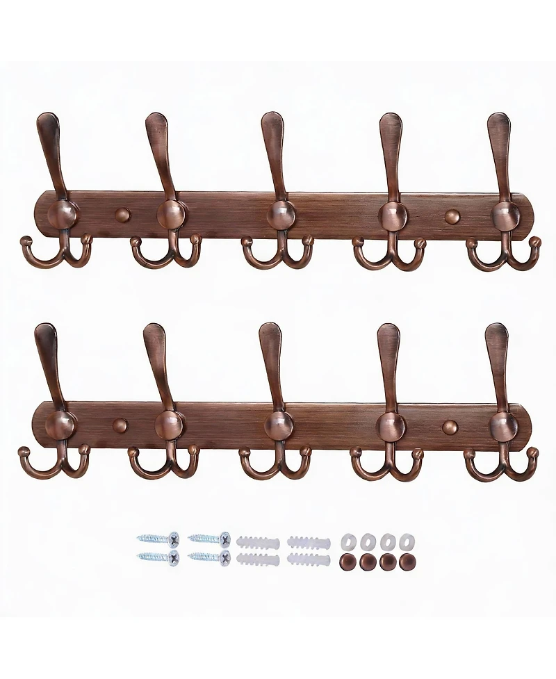 Yigii Heavy Duty 5-Tri Hook Wall Rack for Coats, Hats, Towels, Entryway
