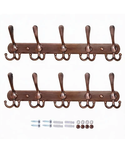 Yigii Heavy Duty 5-Tri Hook Wall Rack for Coats, Hats, Towels, Entryway