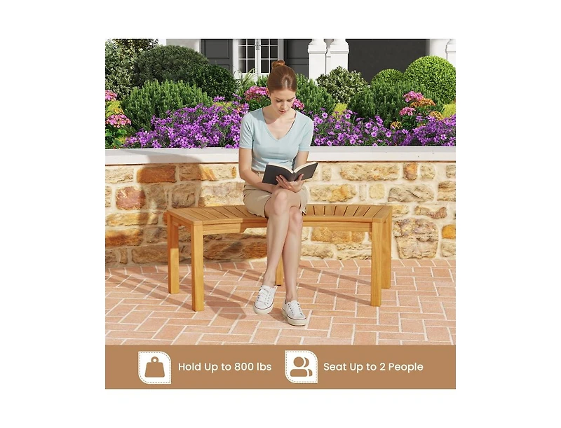 Slickblue 2-Person Acacia Wood Outdoor Bench with Curved Design
