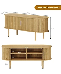 gaomon Tv Stand, Modern Tv Console Table with Storage Compartment and Sliding Door