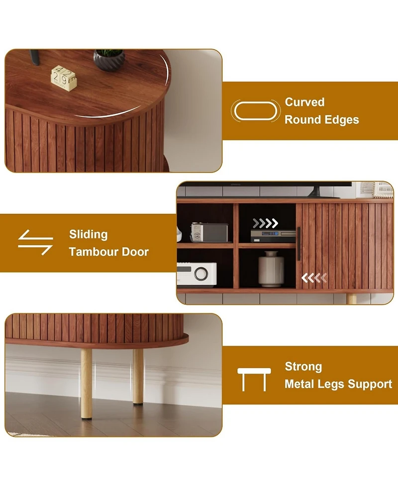 gaomon Tv Stand, Modern Console Table with Storage Compartment and Sliding Door