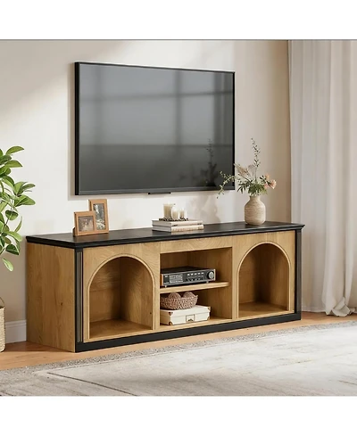 Tribesigns Tv Stand with Storage for 65 inch Tv, Entertainment Center with Arched Shelves, Color Matching, Media Display Console