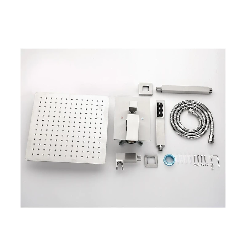 Busdays 12" Rain Shower Head Systems Wall Mounted Shower Brushed Nickel