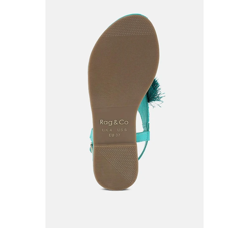 Risha Genuine Leather Tassel Sandals