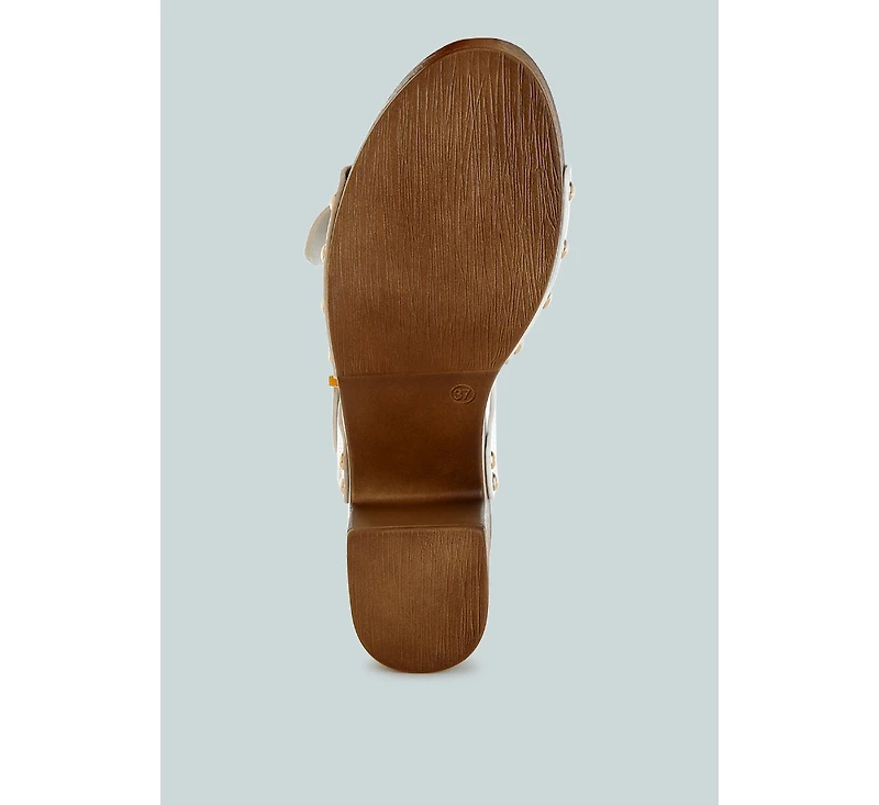 Ompasa Genuine Leather Clog Sandals