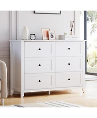 gaomon 6 Drawers Dresser for Bedroom, Farmhouse Wood Dressers Chest of Clothes, Tall Storage Organizer