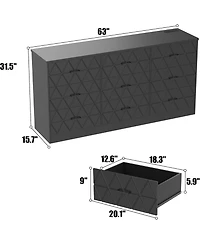 gaomon 9 Drawer Dresser, 63 Black Dresser for Bedroom with Power Outlet, Wide Drawer, Dressers Chests of Drawers