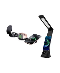 Pursonic Smart Power & Productivity Bundle: 3-in-1 Led Desk Lamp & 5-in-1 Wireless Charging Station