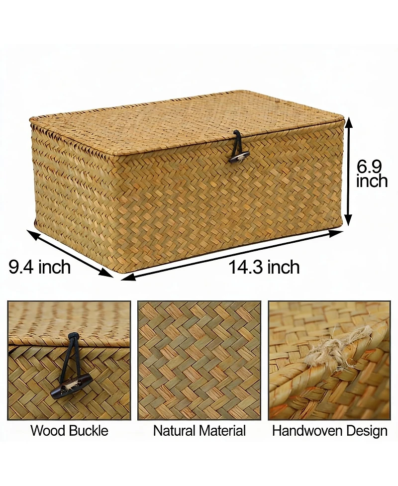 Yigii Seagrass Storage Basket with Lid