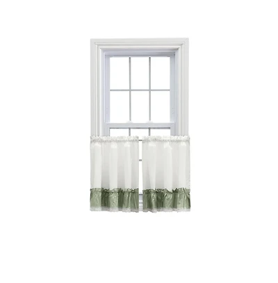 Ellis Curtain Madelyn Ruflled Victorian 1.5" Rod Pocket Window Curtain Tiers 82"x36
