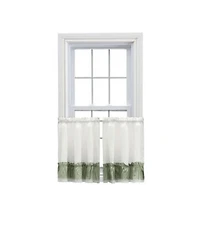 Ellis Curtain Madelyn Ruflled Victorian 1.5 X22 Rod Pocket Window Curtain Tiers 82 X22x36 X22 Sage