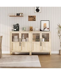 gaomon Sideboard Buffet Cabinet with 2 Glass Doors, 29 in Buffet Table Coffee Bar Wine Bar Display Cabinet for Kitchen Dining Room.