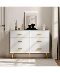 gaomon Console Table with 6-Drawer,Tall Dresser for Bedroom, Storage Dresser Organizer Units for Closet Living Room Hallway