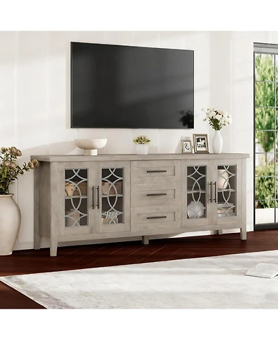 Gaomon Farmhouse Tv Stand, Entertainment Center for 75 Inch Tv, Media Console Tablefor Living Room, Bedroom, Grey