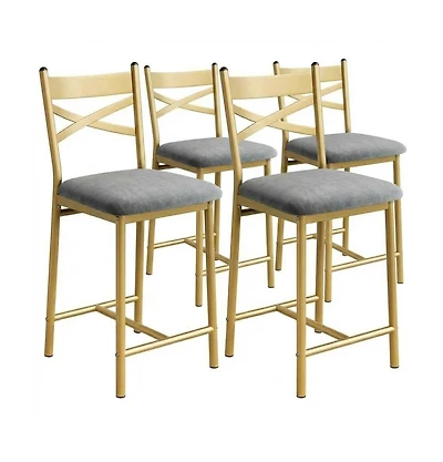 gaomon 26" Counter Height Bar Stools Set of 4, Upholstered Bar Chairs with Back, Thick Cushion, Modern Counter Height Barstools
