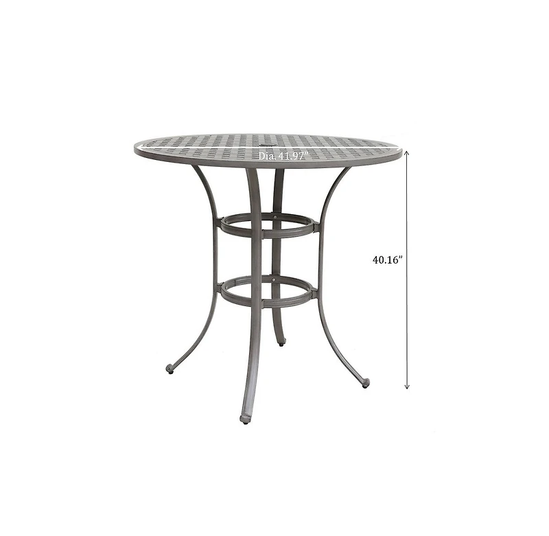 Mondawe 42 Inches Cast Aluminum with Umbralla Hole Round Bar Table