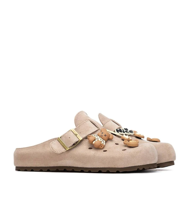 Xti Women's Suede Clogs With Teddy Bear Charms