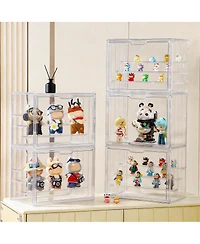 Yigii Clear Acrylic Display Case with 3 Adjustable Dividers for Storage