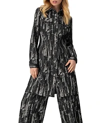 Ivonne Women's Abstract Denim Long Jacket