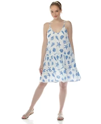 Raviya Women's Spaghetti Strap Tiered Short Cover Up Dress