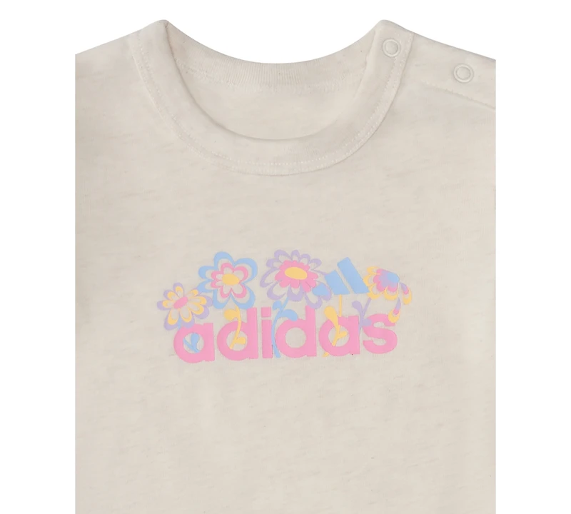 adidas Baby Girls' Graphic Short-Sleeve Heather Romper