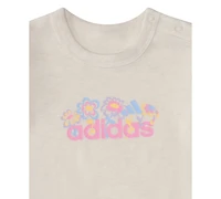 adidas Baby Girls' Graphic Short-Sleeve Heather Romper
