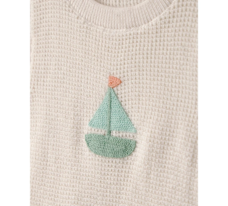 Carter's Baby Boys' Sailboat Print Crochet Crewneck Top & Shorts, 2-Piece Set