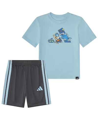 adidas Baby Boys' Graphic T-Shirt and 3-Stripes Shorts, 2-Piece Set
