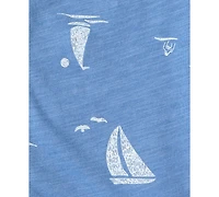 Carter's Boys' Toddler 2T-5T Sailboat Button-Up Top and Shorts, 2-Piece Set